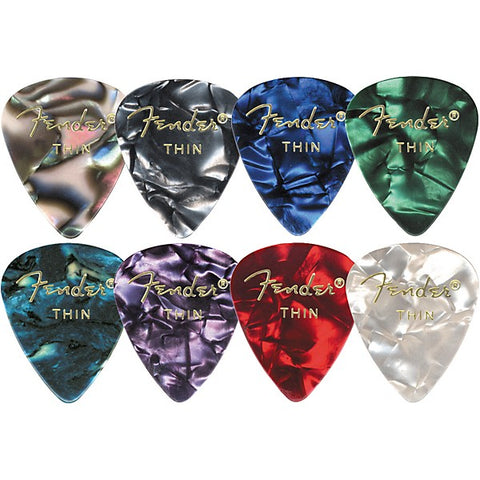 Fender 351 Shape Premium Celluloid Picks - Thin Black Moto 12-pack