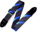 Levy's Leathers 2" Polyester Guitar Strap Rainbolt Design; Blue and Black (MPRB2-004) - Texas Tour Gear